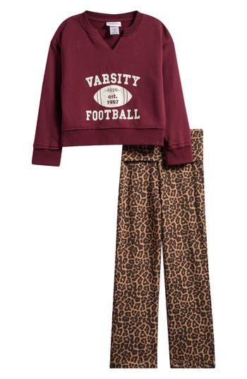 Tween Diva Kids' Graphic Sweatshirt & Leggings Set In Burgundy