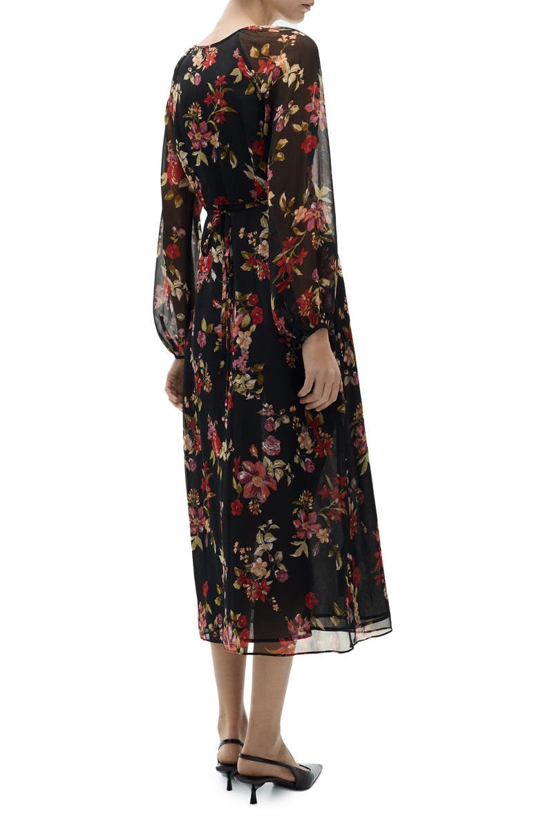 MANGO Floral Puff Sleeve Maxi Dress, Alternate, color, 