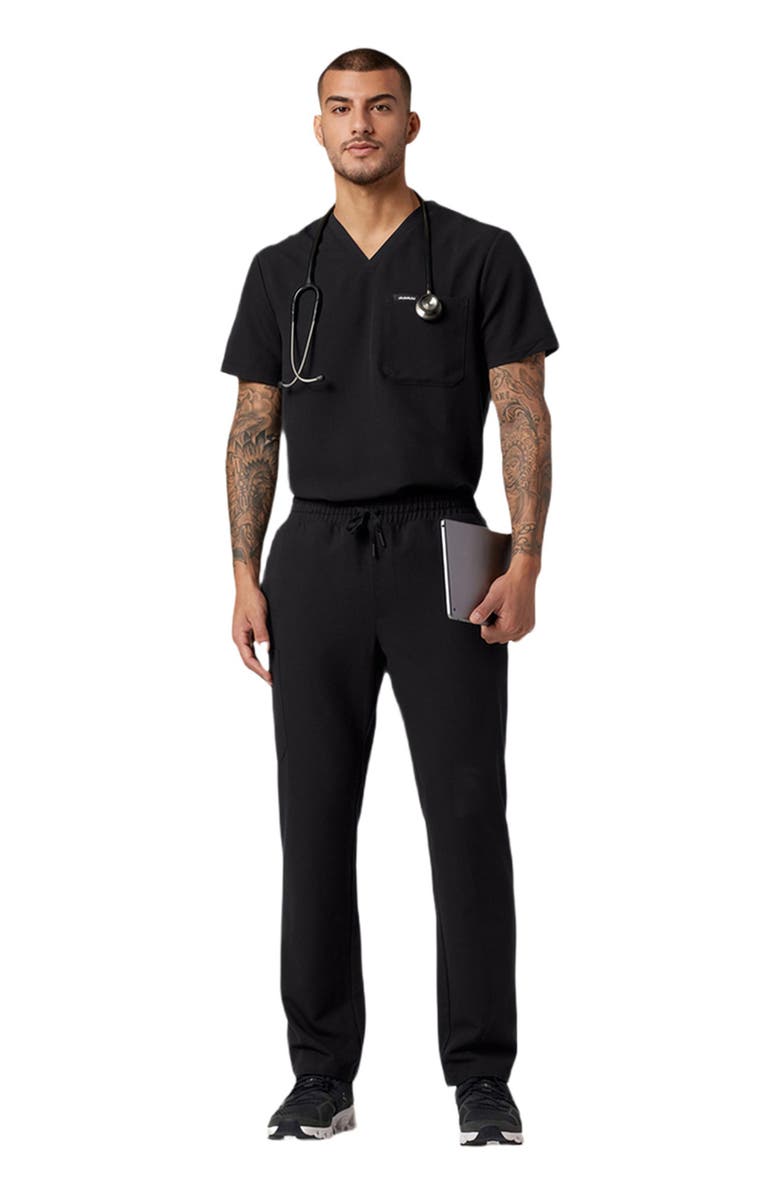 JAANUU Holmes Men's 1-Pocket Classic V-Neck Scrub Top, Alternate, color, Black