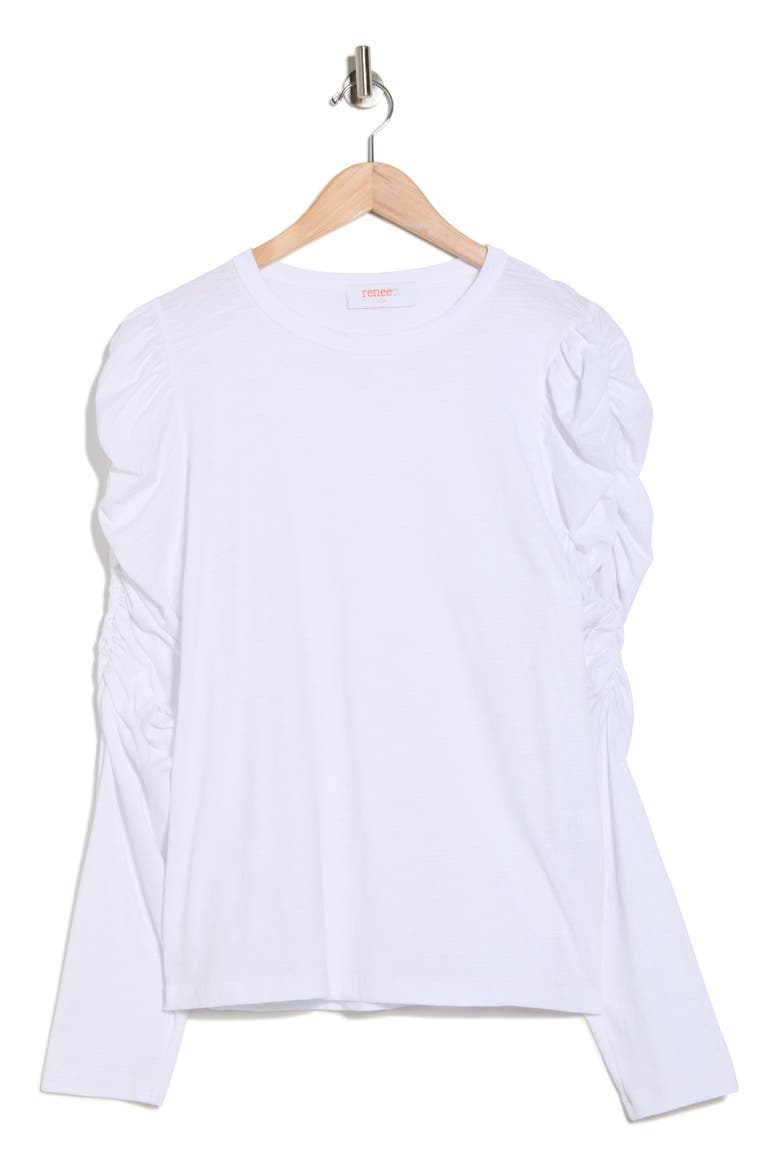 Long Puff Sleeve Top, Alternate, color, WHITE