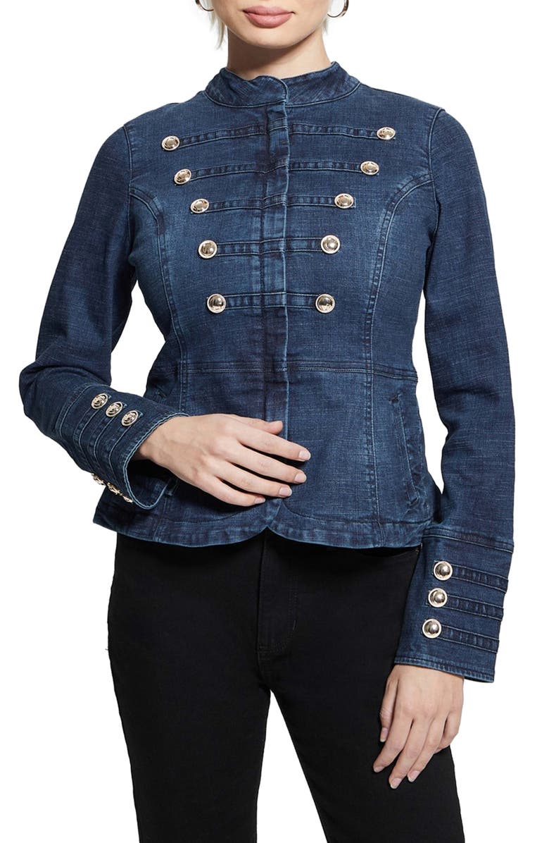 GUESS Clash Marching Denim Jacket, Main, color, 