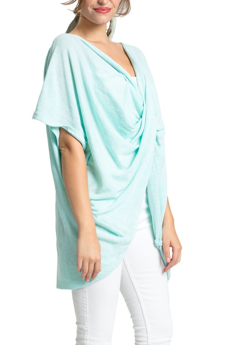Twist Front Recycled Knit Kimono, Alternate, color, LT GREEN
