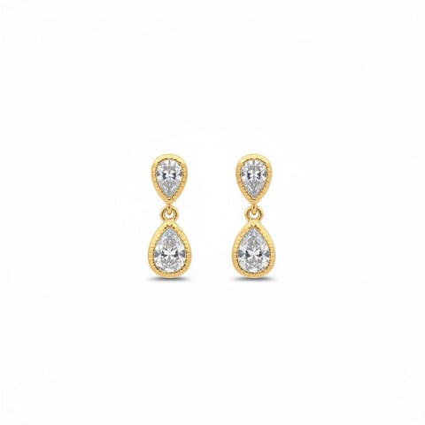 Lab Grown Diamond Double Pear Dangle Stud Earring 14K