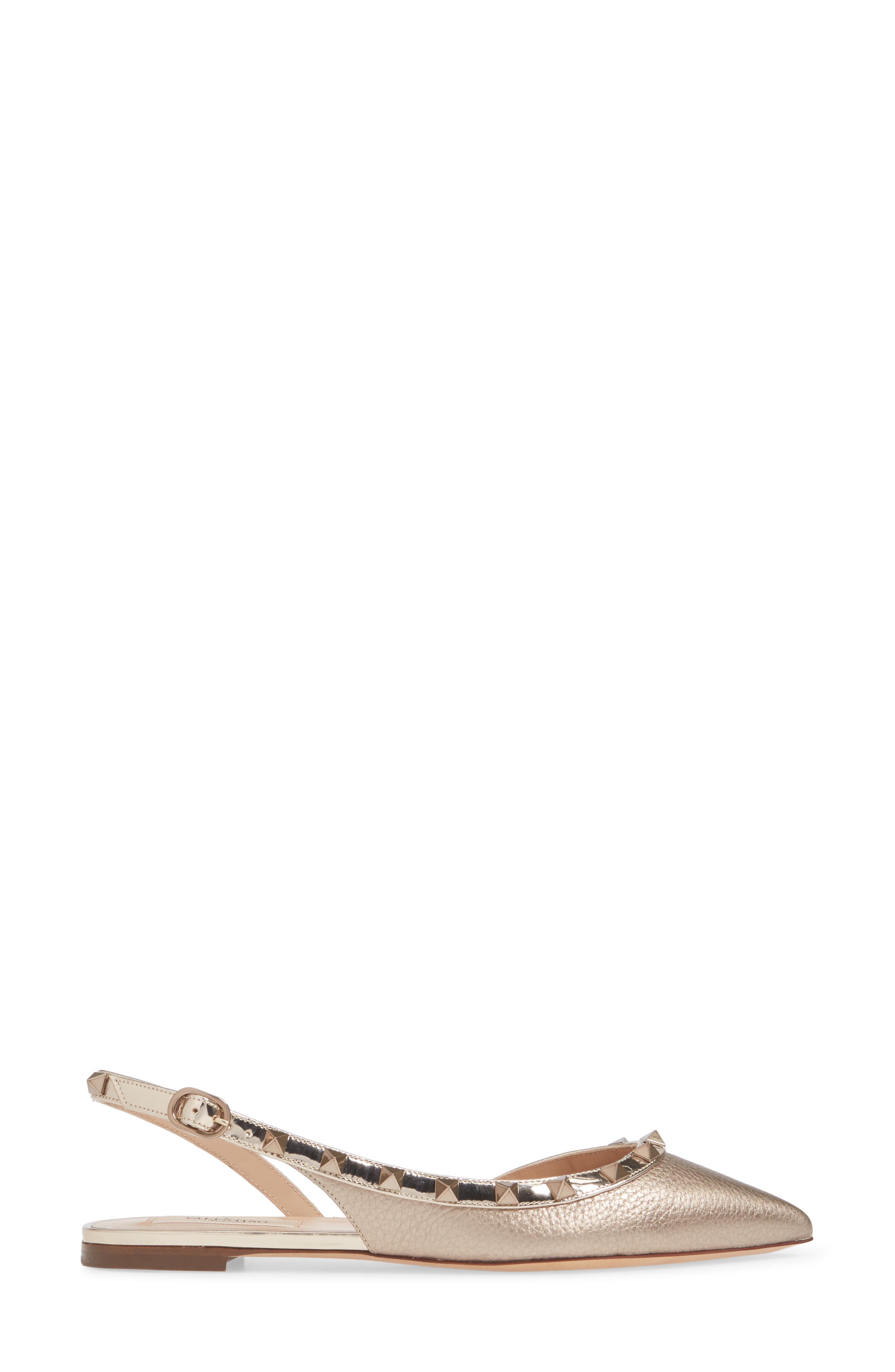 Valentino Garavani Rockstud Pointed Toe Slingback Flat, Alternate, color, 