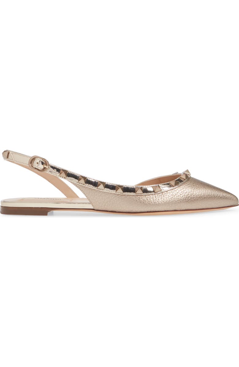 Valentino Garavani Rockstud Pointed Toe Slingback Flat, Alternate, color,