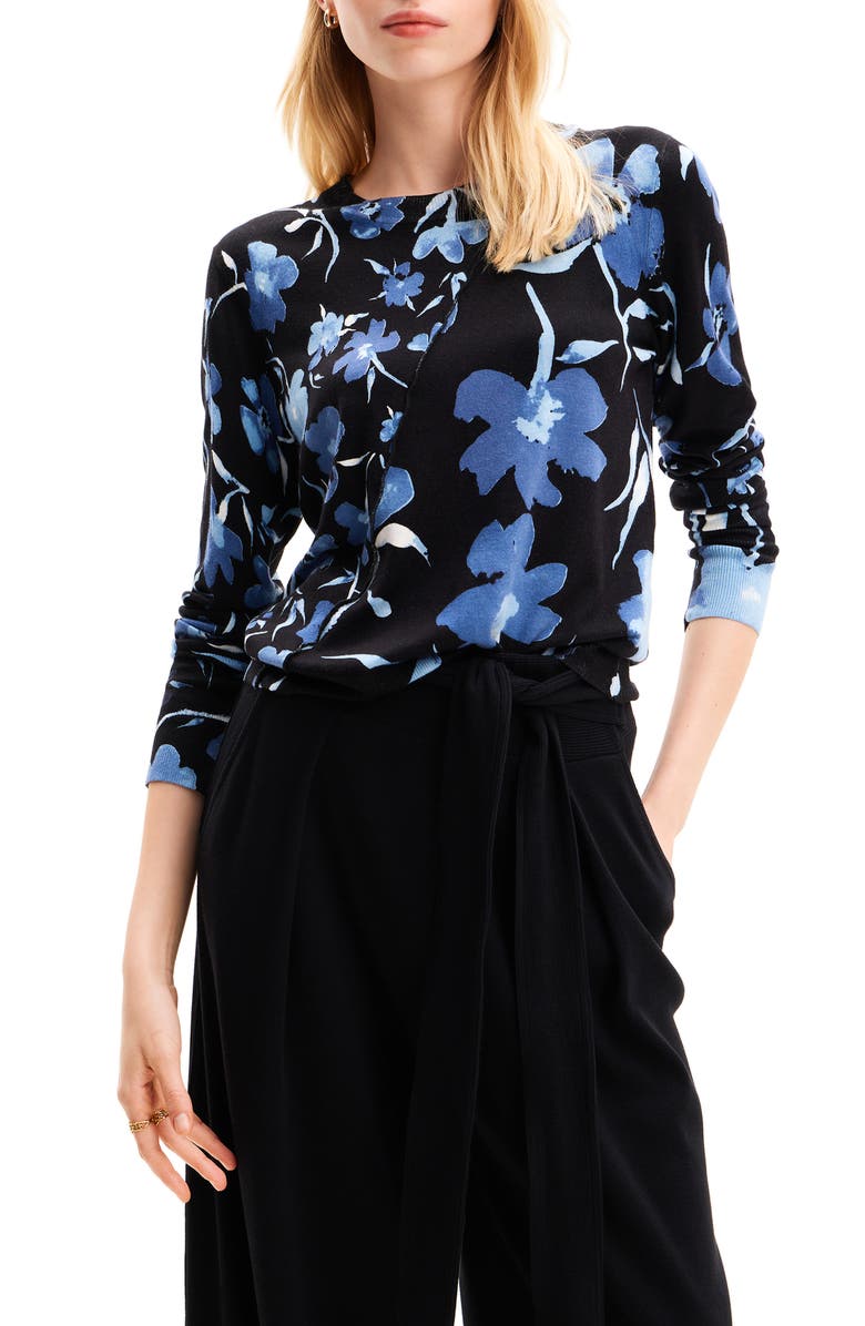 Desigual Patchwork Floral Pullover, Main, color,