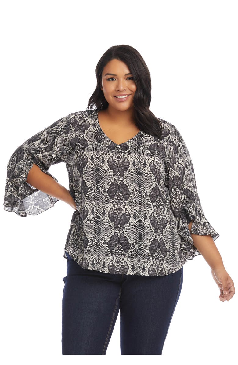 Karen Kane Snake Ruffle Chiffon Top, Alternate, color,