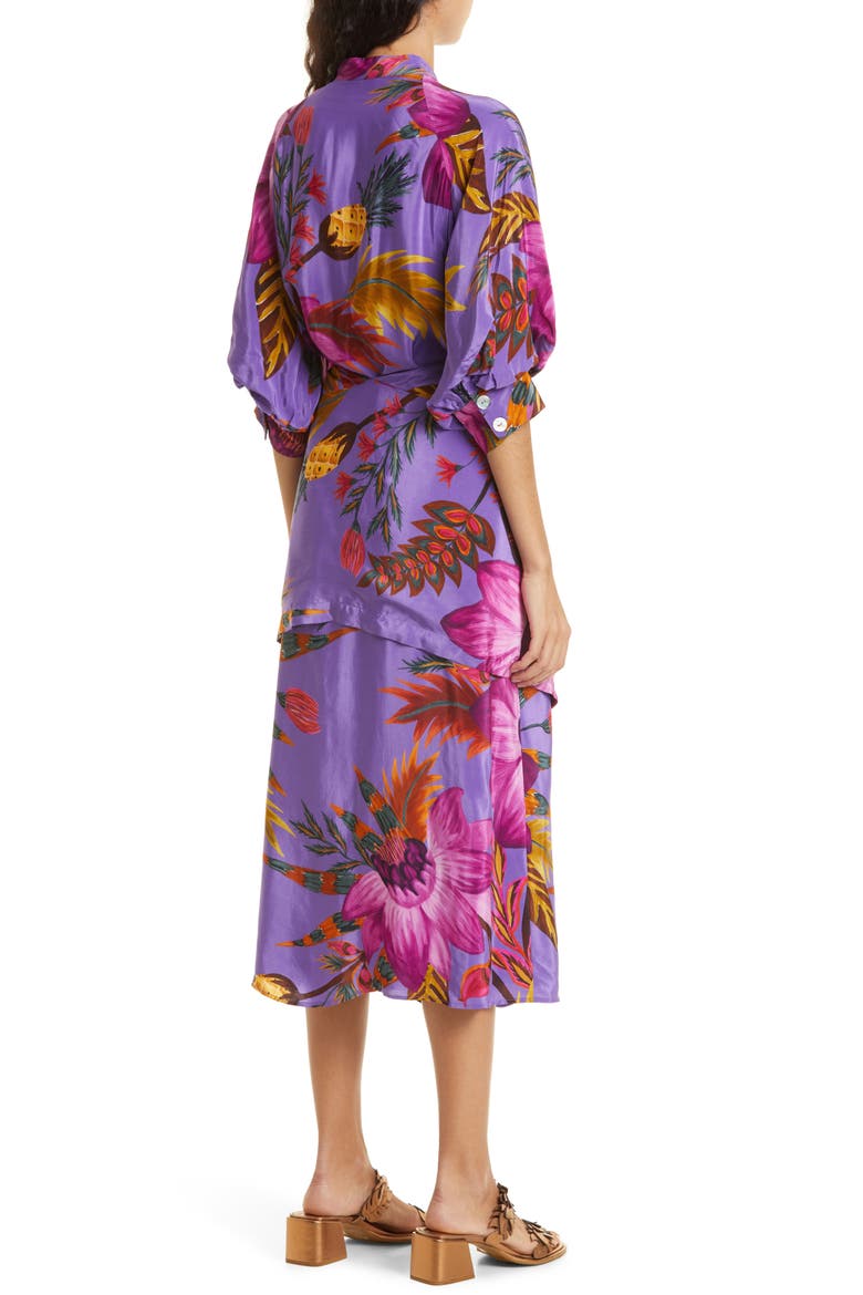 Floral Balloon Sleeve Shirtdress, Alternate, color, PURPLE