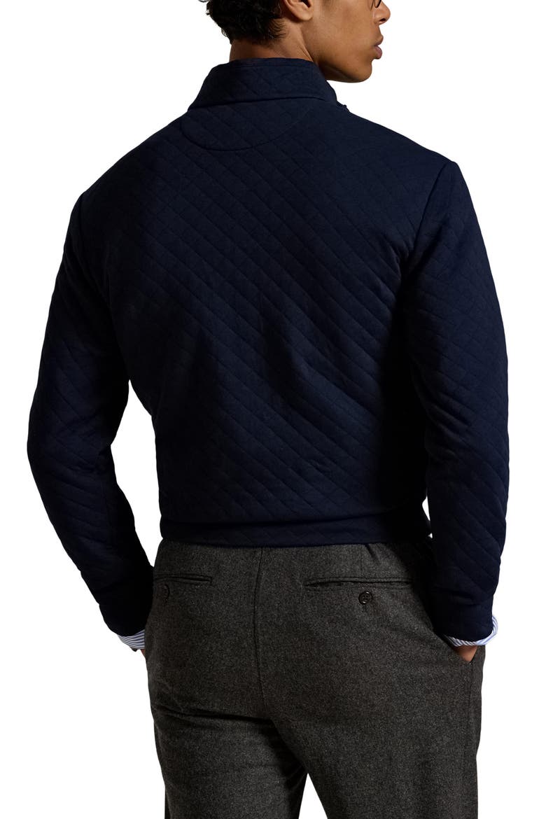 Microquilted Double Knit Quarter Zip Pullover, Alternate, color, AVIATOR NAVY