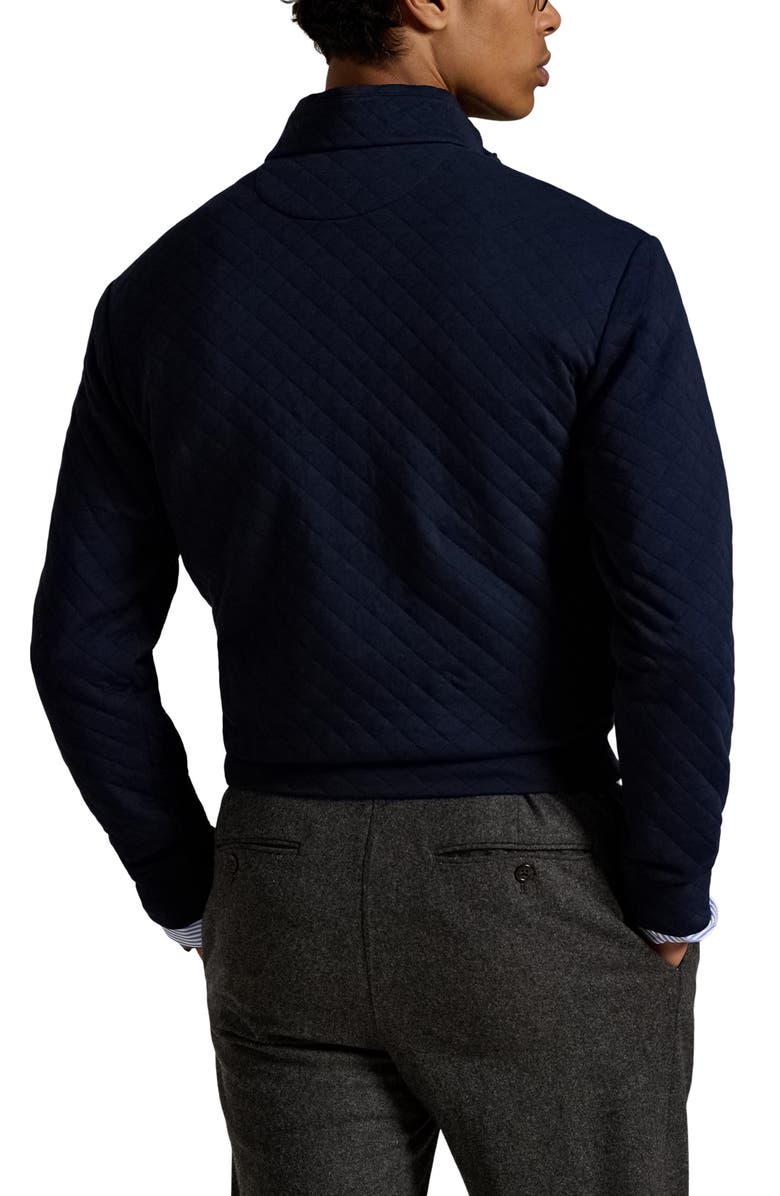 Polo Ralph Lauren Microquilted Double Knit Quarter Zip Pullover, Alternate, color, Aviator Navy