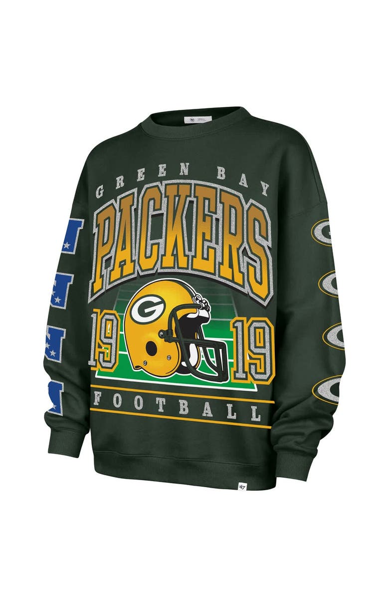 '47 Women's '47  Green Green Bay Packers Go Big Oversized Pullover Sweatshirt, Alternate, color, Green