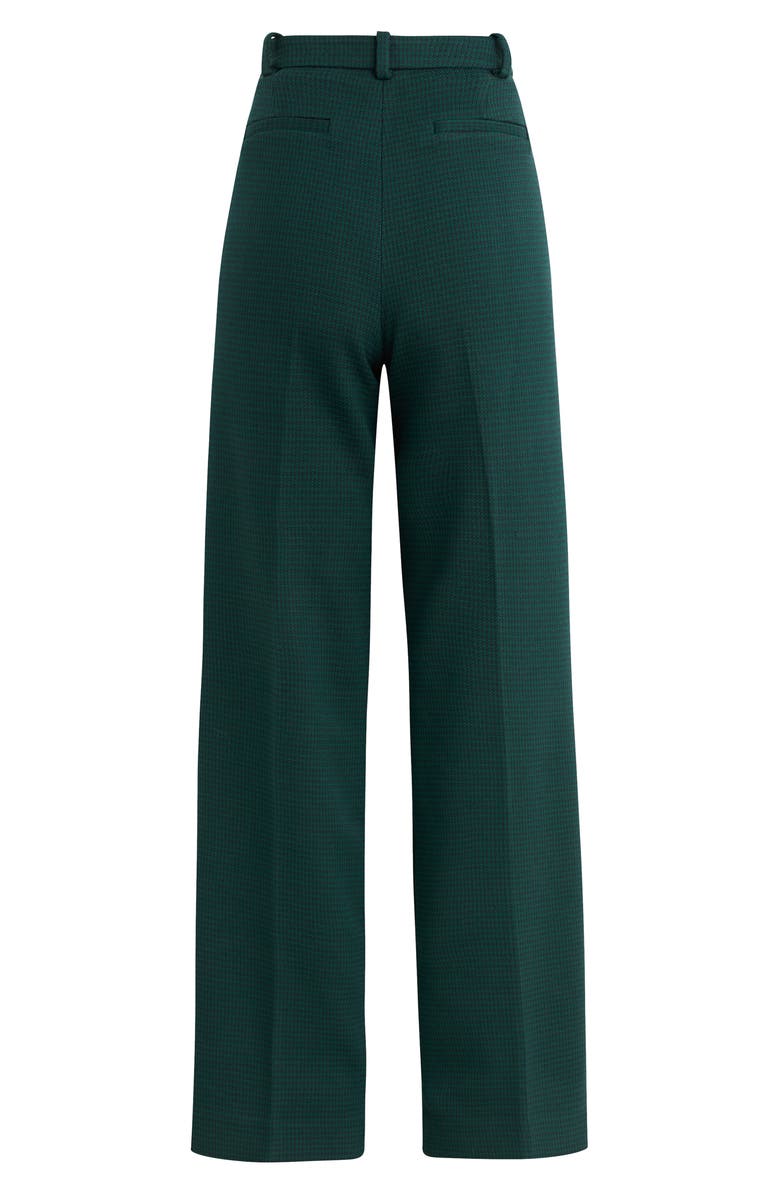 Favorite Daughter The Agnes Pleated High Waist Houndstooth Pants, Alternate, color, Juniper Houndstooth