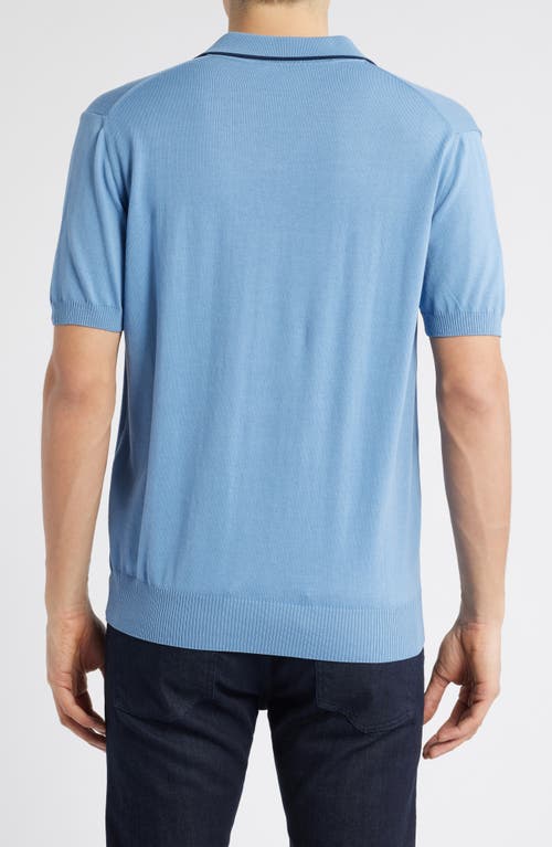 Canali Regular Fit Johnny Collar Polo In Light Blue