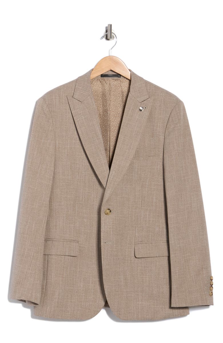 Tahari Slim Fit Windowpane Blazer, Main, color, Beige