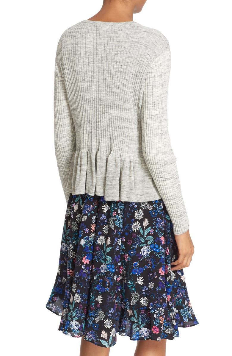 Rebecca Taylor Rib Knit Peplum Cardigan, Alternate, color, 