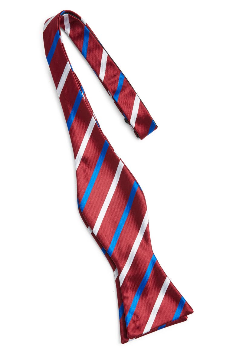 Stripe Silk Bow Tie, Alternate, color, MAROON