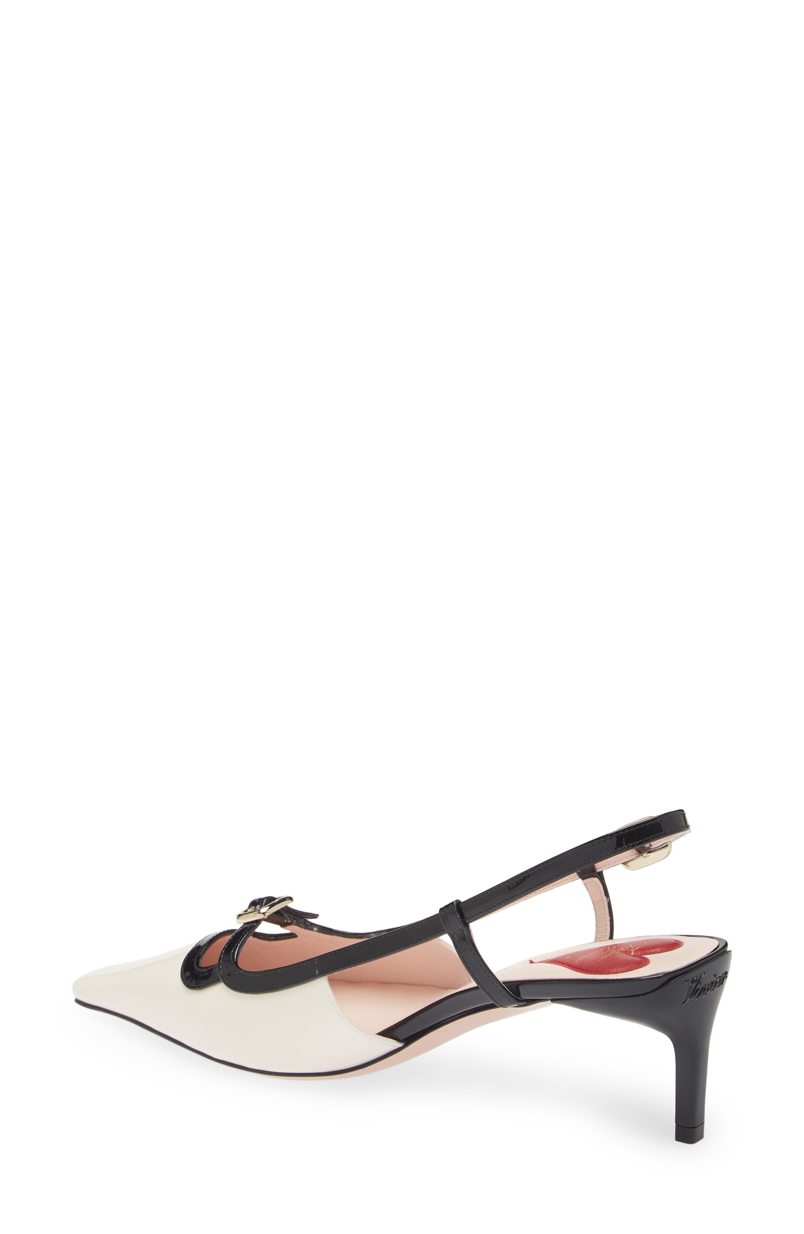 Roger Vivier Mini Buckle Slingback Pump, Alternate, color, Ivory/ Black