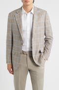 Peter Millar Hyperlight Soft Tan Windowpabne Check Wool & Silk Blend Sport Coat
