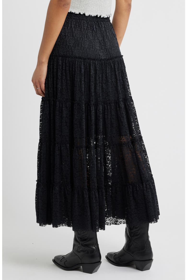 Lace Maxi Skirt, Alternate, color, BLACK