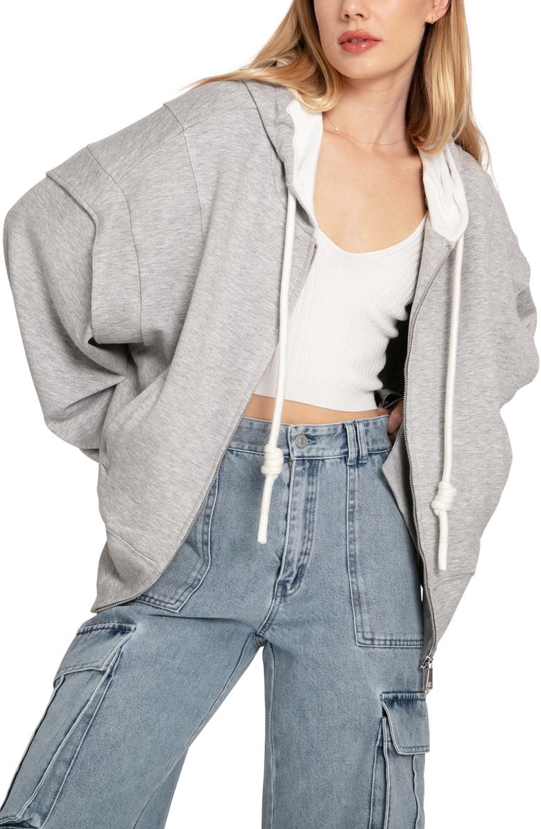 Belle & Bloom No Ordinary Love Zip Hoodie, Alternate, color, Grey Marle