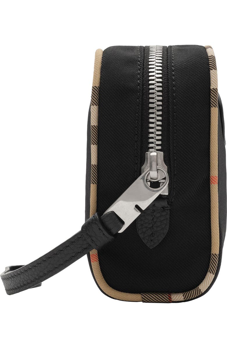 Burberry Small Check Piping Pouch, Alternate, color, Black