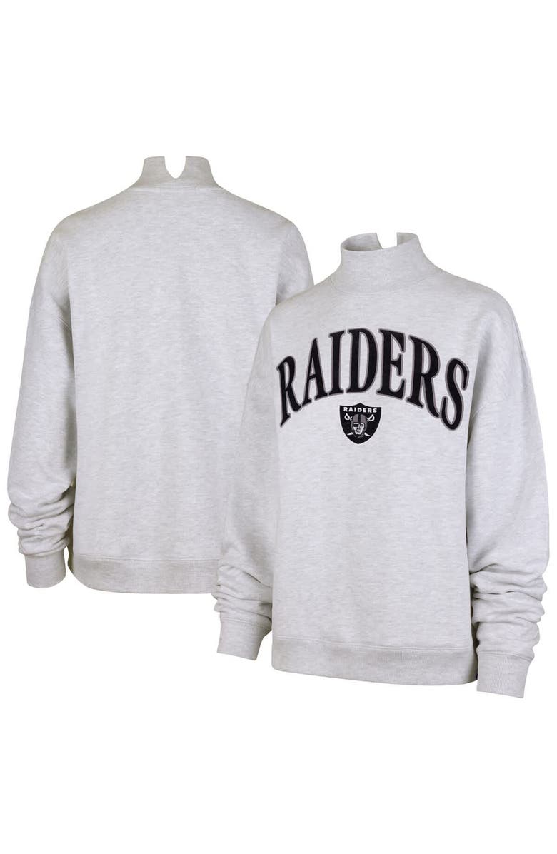 '47 Women's '47 Heather Gray Las Vegas Raiders Vantage Mock Neck Pullover Sweatshirt, Alternate, color, 