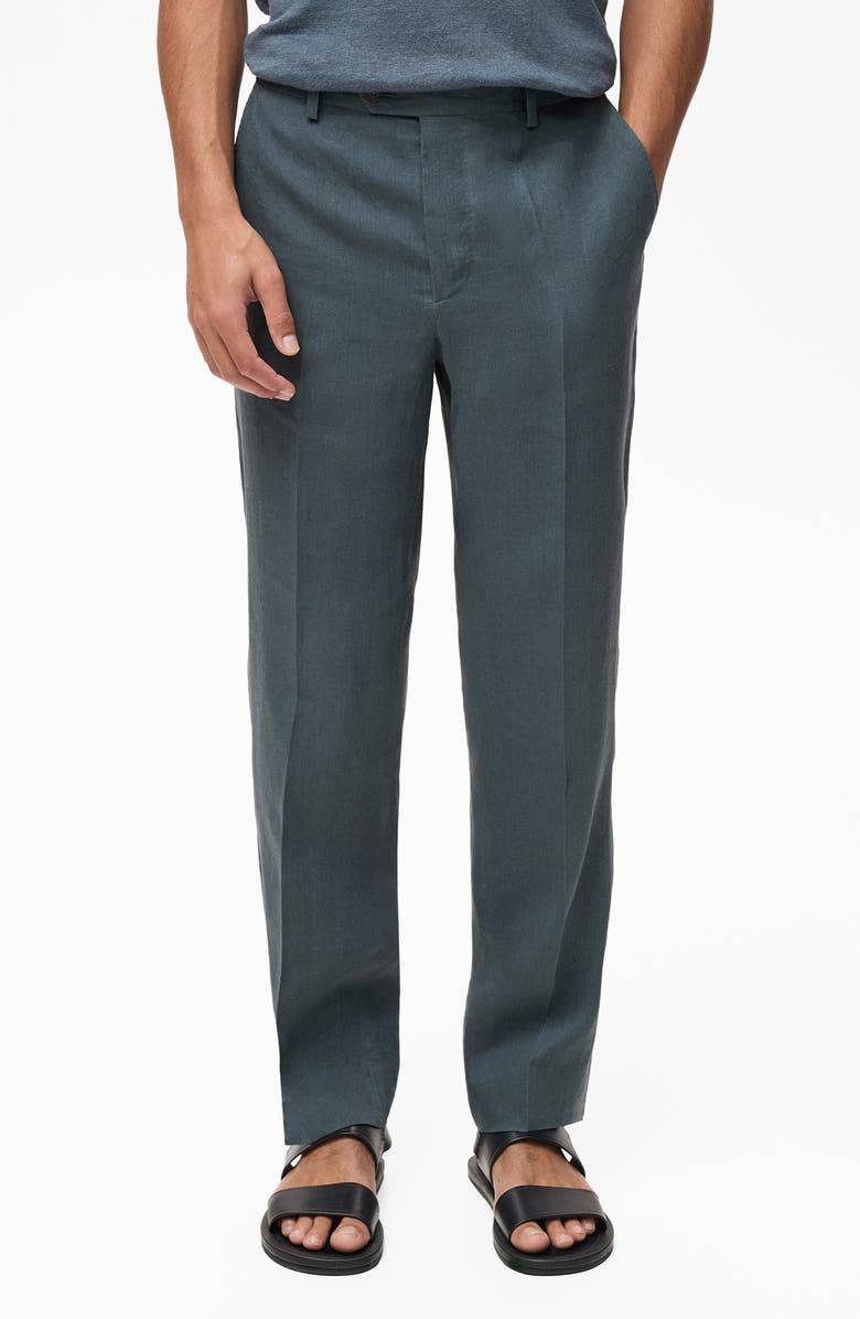 MANGO Straight Leg Linen Pants, Main, color, 