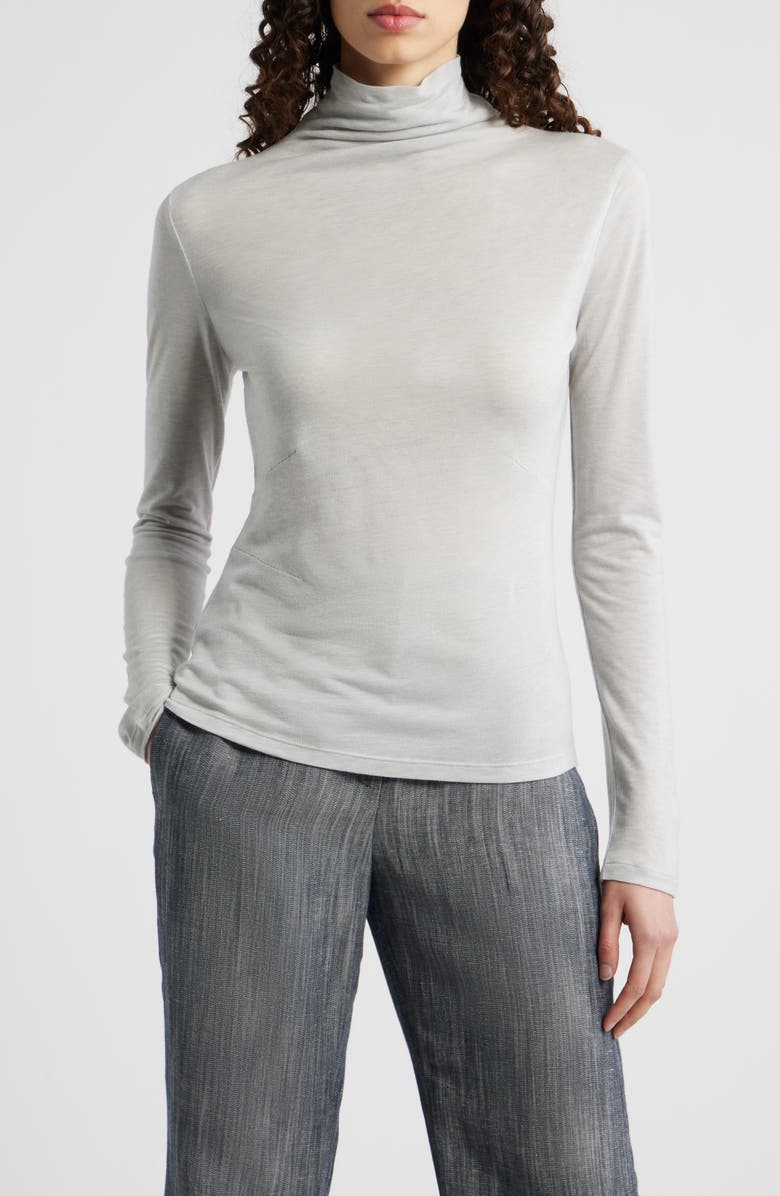 BOSS Elavu Turtleneck Top, Main, color, Silver Grey Melange