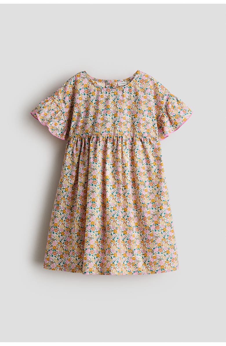 H&M Printed cotton dress, Main, color, Yellow/Floral
