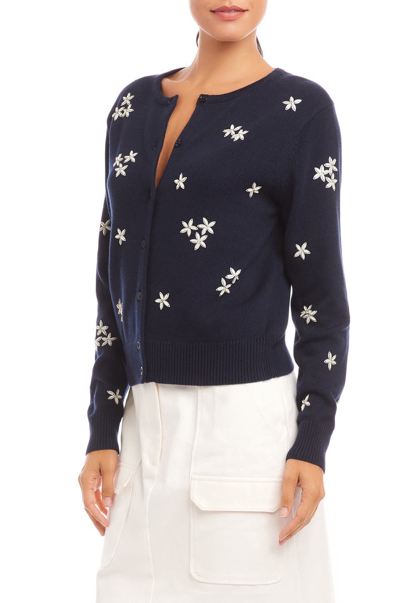 Karen Kane Embellished Flower Cardigan, Alternate, color, 