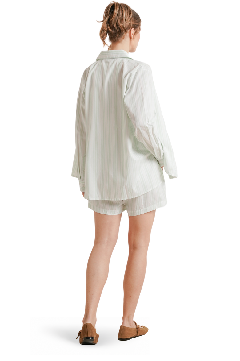 The Easy Smocked Maternity Shorts, Alternate, color, Green Stripe