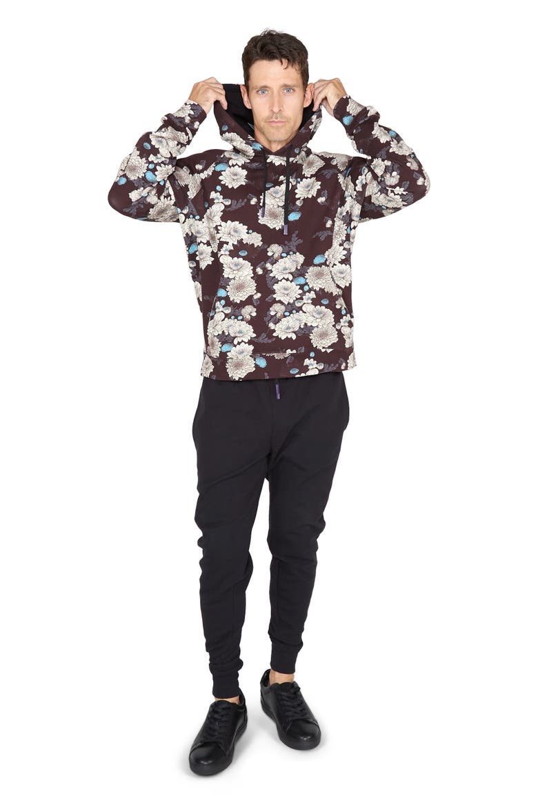 Hank Brushed Interlock Hoodie, Alternate, color, Serious Floral Black