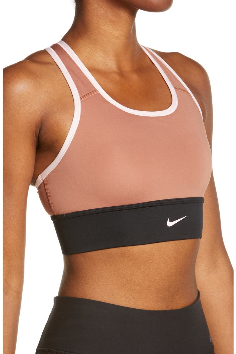 Dri-FIT Swoosh Padded Longline Sports Bra, Alternate, color, MINERAL CLAY/ ATMOSPHERE