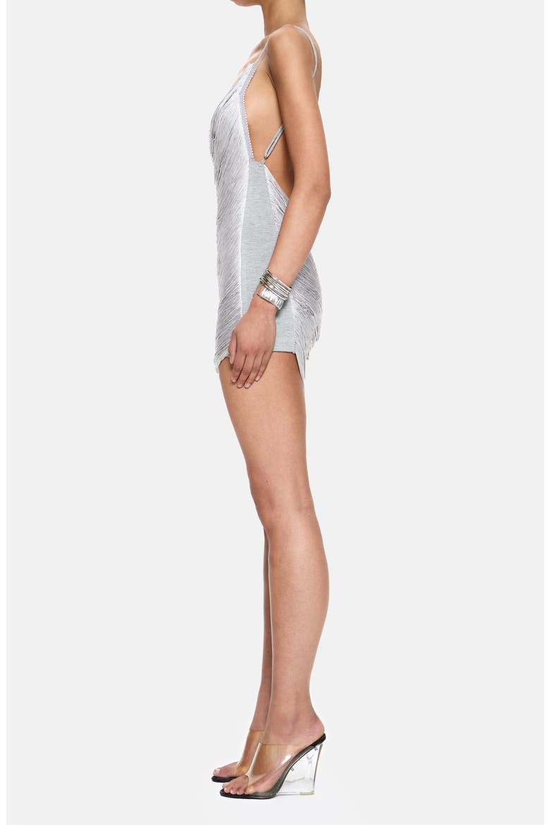 Lavinia Backless Fringe Minidress, Alternate, color, SILVER
