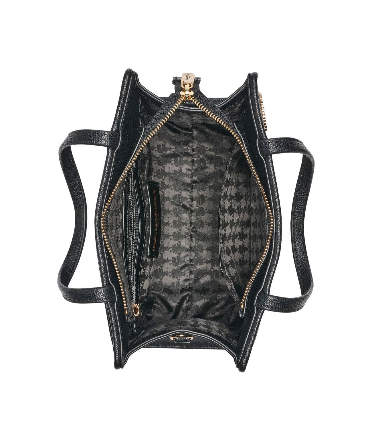 KARL LAGERFELD PARIS Maybelle Satchel, Alternate, color, Black/Gold