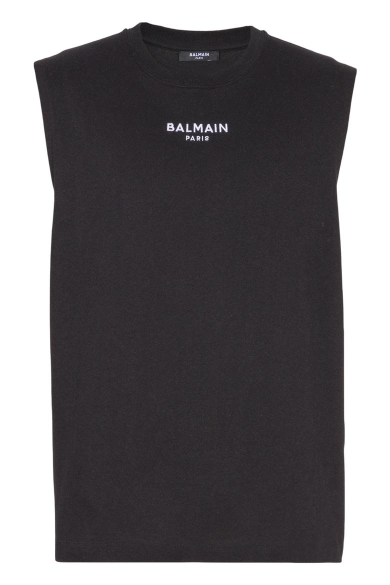 Embroidered Balmain Paris tank top, Main, color, black