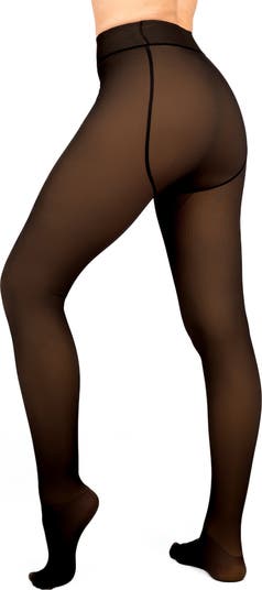 Faux Sheer Fleece Lined Tights