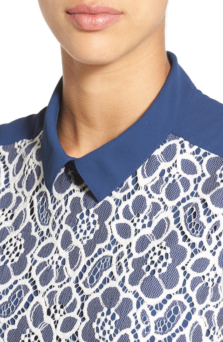 Halogen<sup>®</sup> Floral Front Collared Top, Alternate, color,