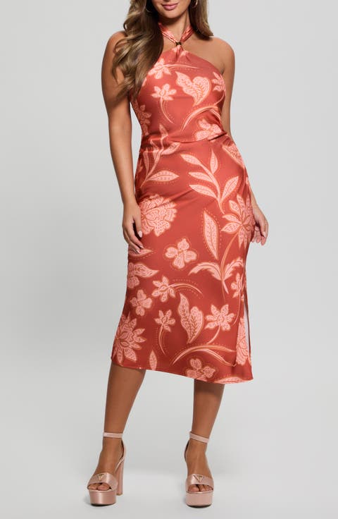 Marsha Halter Satin Cocktail Dress