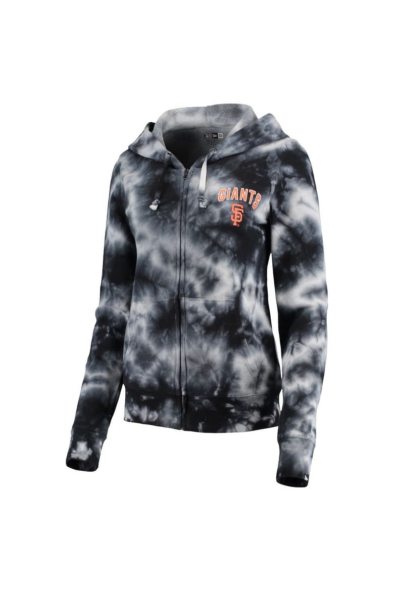 Women's New Era Black San Francisco Giants Tie-Dye Fleece Full-Zip Hoodie, Alternate, color, Black