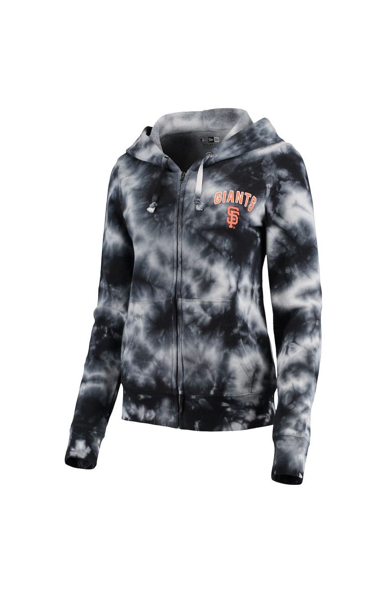 New Era Women's New Era Black San Francisco Giants Tie-Dye Fleece Full-Zip Hoodie, Alternate, color, Black