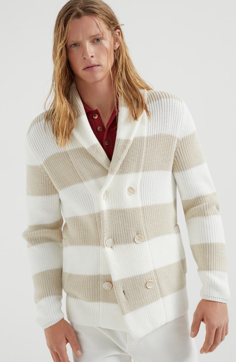 Brunello Cucinelli Half English rib cardigan, Alternate, color, 
