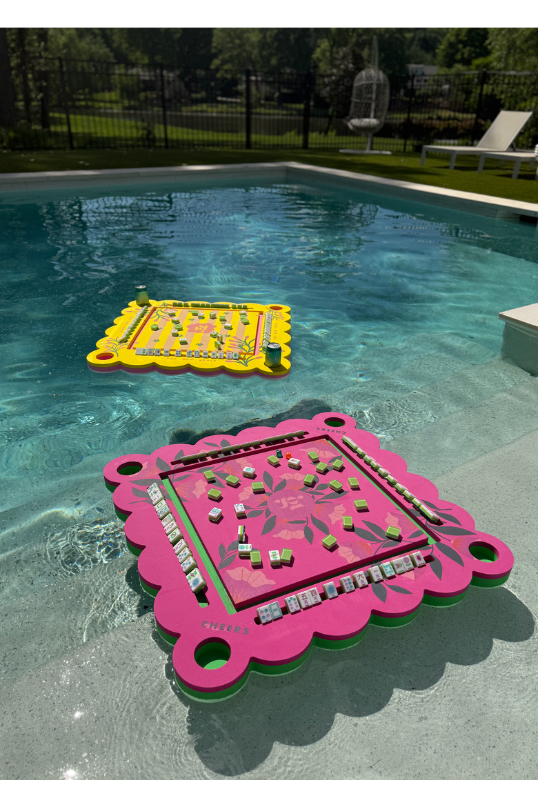 Mahjong Floating Mat, Alternate, color, Neon Floral Pink