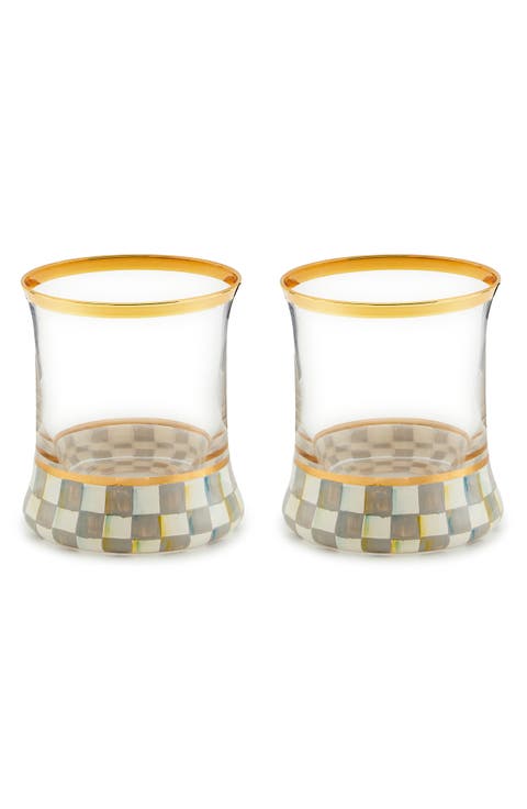 Sterling Check Set of 2 Tumbler Glasses