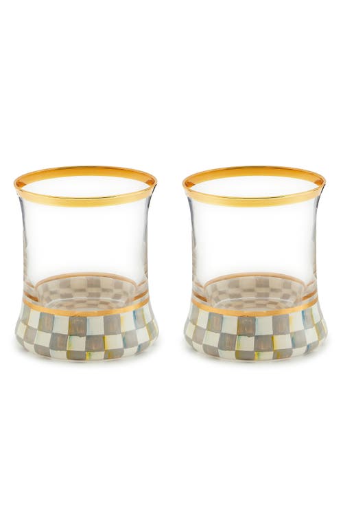 Mackenzie-childs Mackenzie Childs Sterling Check Set Of 2 Tumbler Glasses