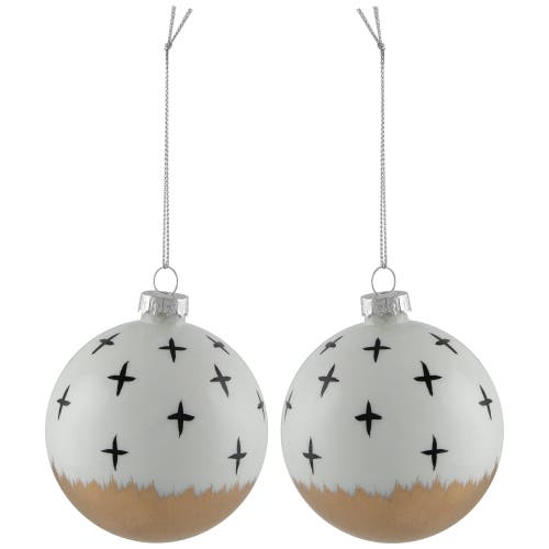 Northlight Abstract Glass Ball Christmas Ornaments In White