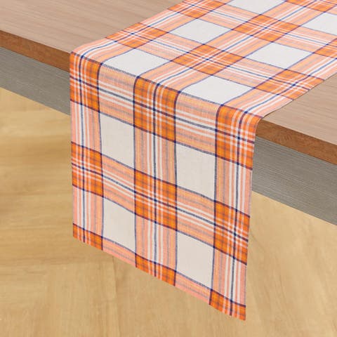 Linen Table Runner - Orange Plaid