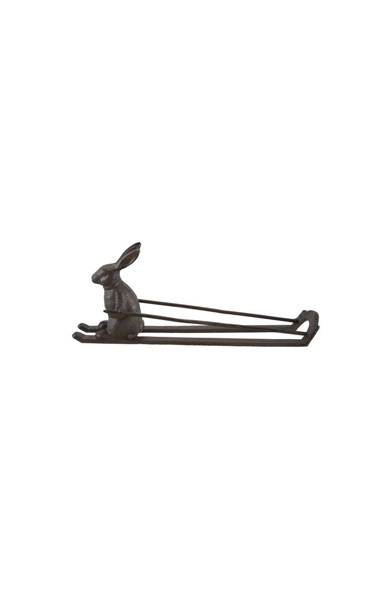 Skiing Rabbit Cast Iron Bottle Holder, Main, color, Black