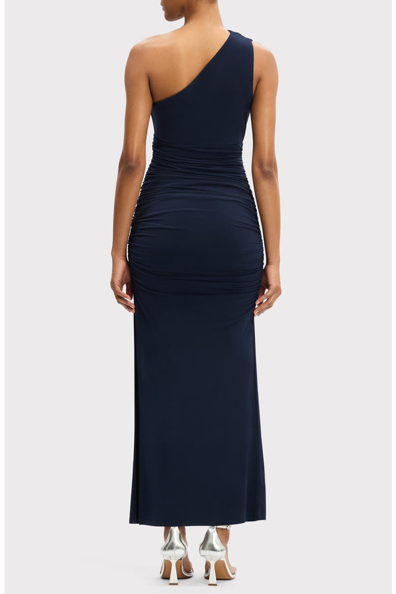 One-Shoulder Ruched Jersey Cocktail Dress, Alternate, color, CLASSIC BLUE-470