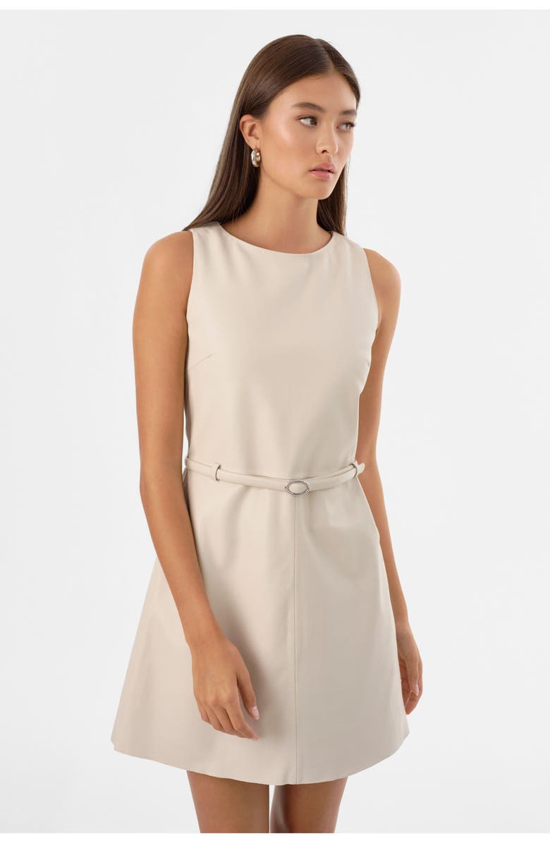 LAMARQUE Hilma | Leather Shift Dress, Alternate, color, Bone